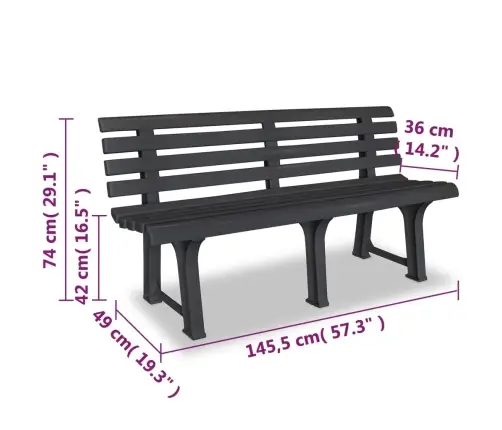 Dārza Sols, 145,5 Cm, Plastmasa, Antracītpelēks Vidaxl