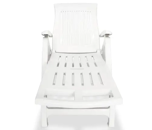 Saulės Gultas Su Atrama Kojoms, Plastikas, Baltas