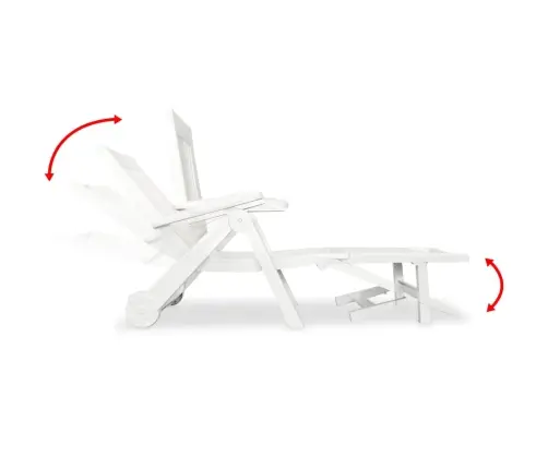 Saulės Gultas Su Atrama Kojoms, Plastikas, Baltas