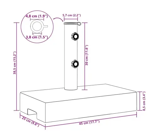 Skėčio Stovas, Granitas, Kvadratinis, 25 Kg