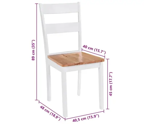 Virtuves Krēsli, 2 Gab., Balts Gumijas Masīvkoks Vidaxl