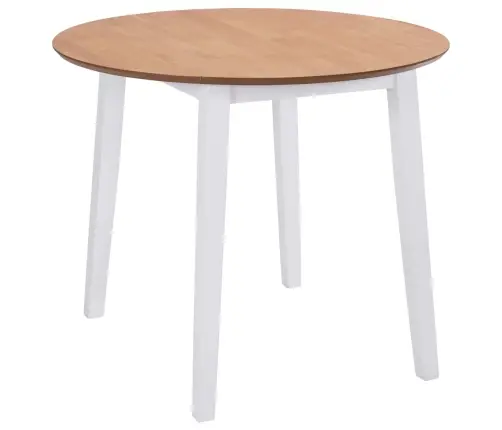 Virtuves Galds Ar Atlokāmām Malām, Apaļš, Mdf, Balts Vidaxl