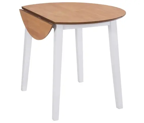 Virtuves Galds Ar Atlokāmām Malām, Apaļš, Mdf, Balts Vidaxl