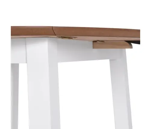 Virtuves Galds Ar Atlokāmām Malām, Apaļš, Mdf, Balts Vidaxl