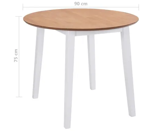 Virtuves Galds Ar Atlokāmām Malām, Apaļš, Mdf, Balts Vidaxl