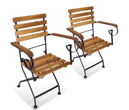 Saliekami Dārza Krēsli, 2 Gab., Tērauds Un Akācijas Masīvkoks Vidaxl