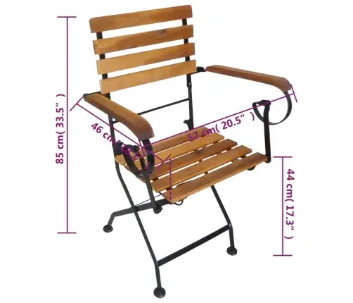 Saliekami Dārza Krēsli, 2 Gab., Tērauds Un Akācijas Masīvkoks Vidaxl