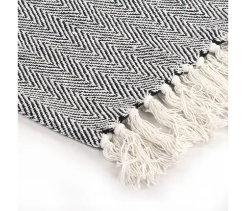 Pleds, 125X150 Cm, Kokvilna, Tumši Zils Skujiņas Raksts Vidaxl