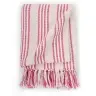 Puuvillane Pleed, Triibuline, 125 X 150 cm Roosa Ja Valge