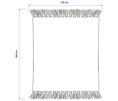 Pleds, 125X150 Cm, Kokvilna, Svītrains, Pelēks Ar Baltu Vidaxl