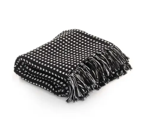 Pledas, Medvilnė, Kvadratų Raštas, 125X150cm Juodos Sp. Pledas, Medvilnė, Kvadratų Raštas, 125X150cm Juodos Sp.
