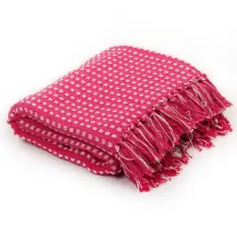 Puuvillane Pleed, Ruuduline, 125 X 150 cm Roosa