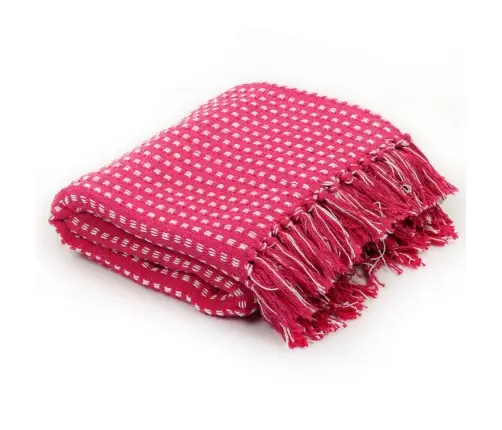 Pledas, Medvilnė, Kvadratų Raštas, 160X210cm Rožinė Spalva