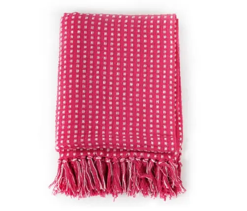Pledas, Medvilnė, Kvadratų Raštas, 160X210cm Rožinė Spalva