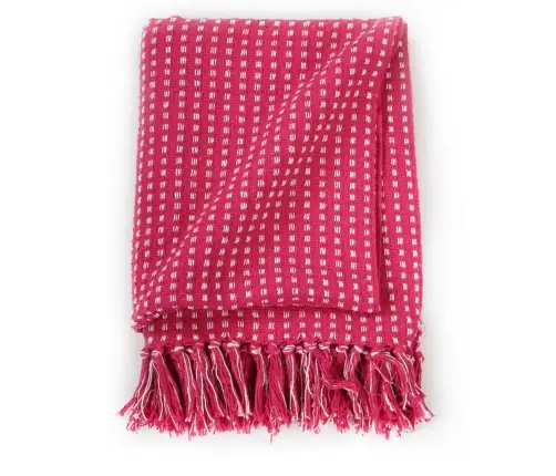 Pledas, Medvilnė, Kvadratų Raštas, 160X210cm Rožinė Spalva