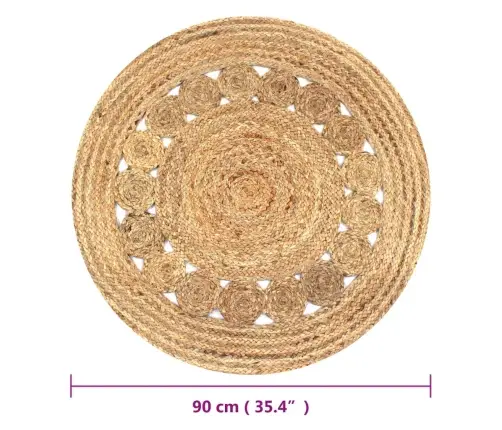 Paklājs, Pīts, Apaļš, 90 Cm, Džuta Vidaxl