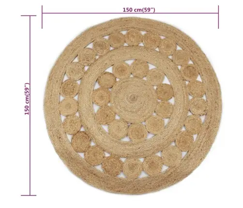 Paklājs, Pīts, Apaļš, 150 Cm, Džuta Vidaxl Paklājs, Pīts, Apaļš, 150 Cm, Džuta Vidaxl