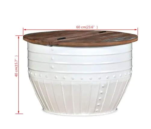 Kafijas Galdiņš, Mucas Forma, Pārstrādāts Koks, Tērauds, Balts Vidaxl Kafijas Galdiņš, Mucas Forma, Pārstrādāts Koks, Tērauds, Balts Vidaxl