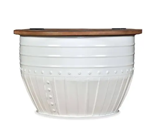 Kafijas Galdiņš, Mucas Forma, Pārstrādāts Koks, Tērauds, Balts Vidaxl Kafijas Galdiņš, Mucas Forma, Pārstrādāts Koks, Tērauds, Balts Vidaxl