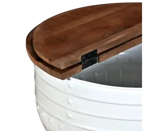 Kafijas Galdiņš, Mucas Forma, Pārstrādāts Koks, Tērauds, Balts Vidaxl Kafijas Galdiņš, Mucas Forma, Pārstrādāts Koks, Tērauds, Balts Vidaxl