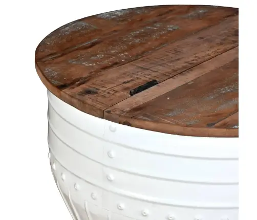 Kafijas Galdiņš, Mucas Forma, Pārstrādāts Koks, Tērauds, Balts Vidaxl Kafijas Galdiņš, Mucas Forma, Pārstrādāts Koks, Tērauds, Balts Vidaxl