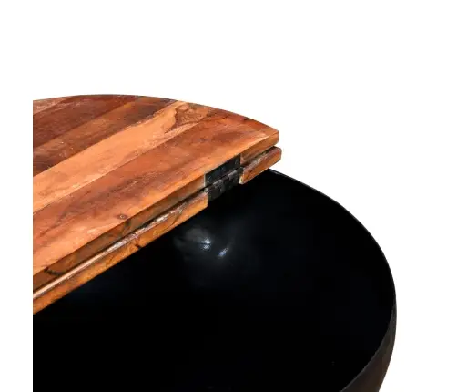 Kafijas Galdiņš, Bļodas Forma, Pārstrādāts Masīvkoks, Melns Vidaxl