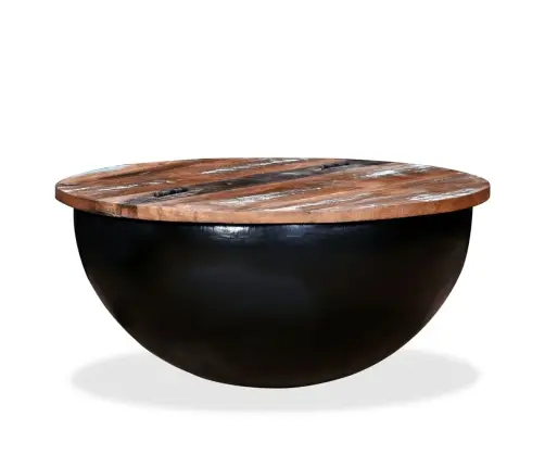 Kafijas Galdiņš, Bļodas Forma, Pārstrādāts Masīvkoks, Melns Vidaxl