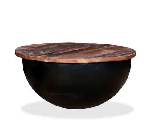 Kafijas Galdiņš, Bļodas Forma, Pārstrādāts Masīvkoks, Melns Vidaxl