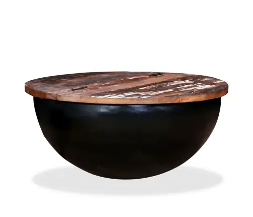 Kafijas Galdiņš, Bļodas Forma, Pārstrādāts Masīvkoks, Melns Vidaxl