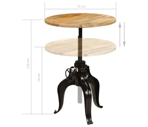 Baro Stalas, Mango Medienos Masyvas, 75X(76-110)Cm