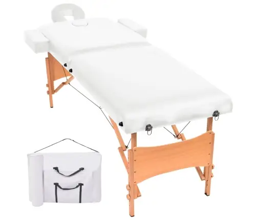 Sulankstomas Masažo Stalas, Baltas, 2 Zonų, 10Cm Storio
