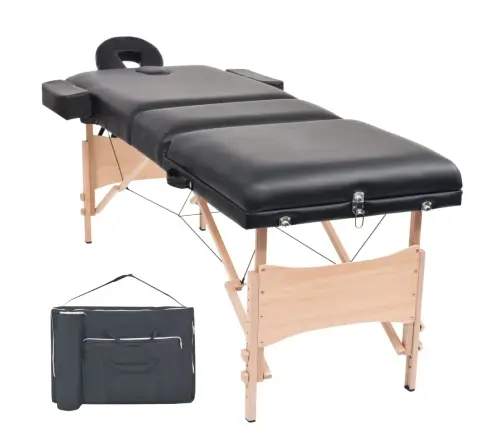 3-Tsooniline Massaažilaud 10 Cm Paksune, Must