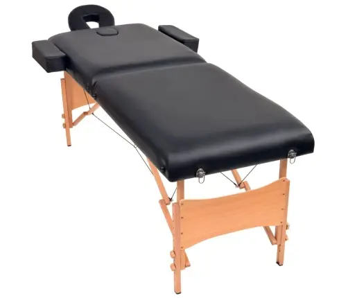 Sulankstomo Masažo Stalo Ir Taburetės Rinkinys, Juodas, 2 Zonų