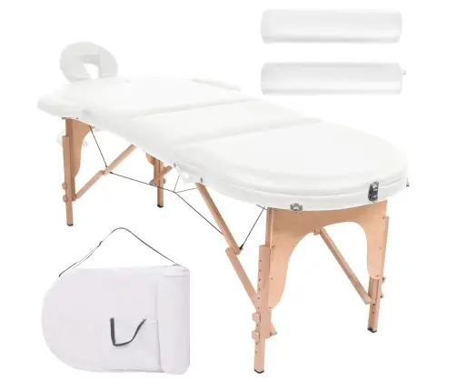 Sulankstomas Masažo Stalas, Baltas, 4Cm Storio, Su 2 Atramomis