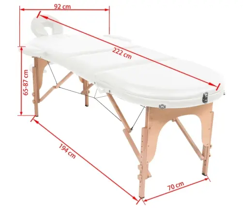 Sulankstomas Masažo Stalas, Baltas, 4Cm Storio, Su 2 Atramomis