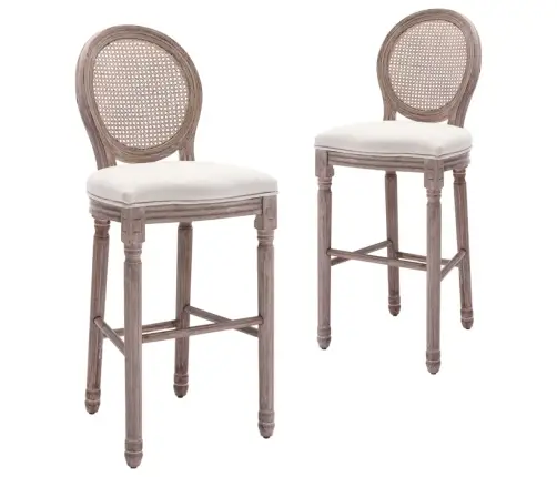 Baaritoolid 2 Tk, Valge, Linane