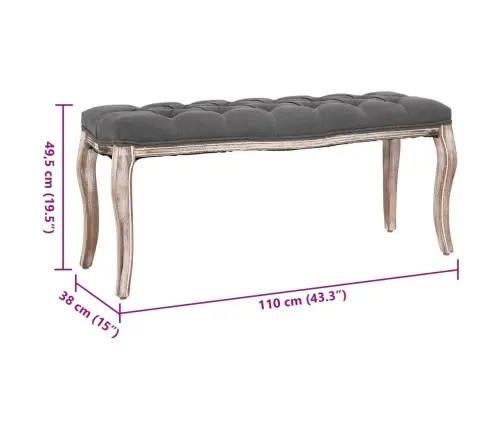 Suoliukas, Tamsiai Pilkas, 110X38X48cm Linas/Medienos Masyvas