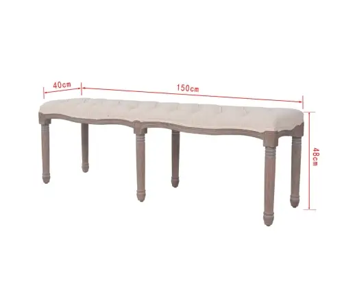 Sols, 150X40X48 Cm, Masīvkoks, Lins, Krēmbalts Vidaxl