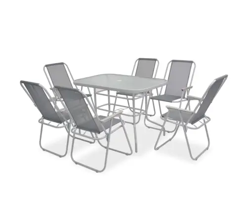 8-Daļīgs Dārza Mēbeļu Komplekts, Tērauds, Tekstilēns, Pelēks Vidaxl