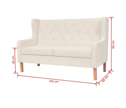 Dīvāns, Divvietīgs, Krēmbalts Audums Vidaxl