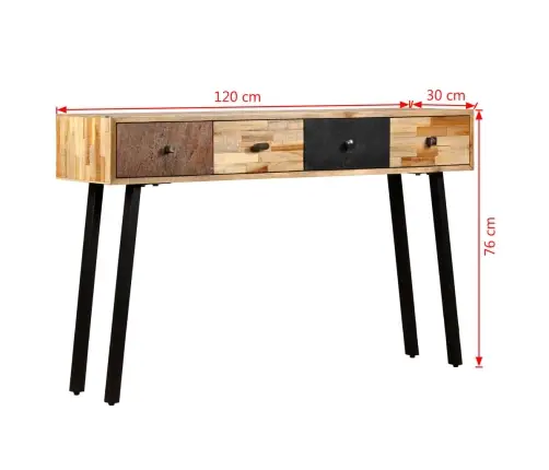 Konsolinis Staliukas, Kietas Perdirbtas Tikmedis, 120X30X76Cm