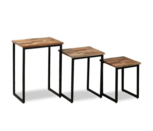 Kafijas Galdiņu Komplekts, 3 Gab., Pārstrādāts Masīvs Tīkkoks Vidaxl