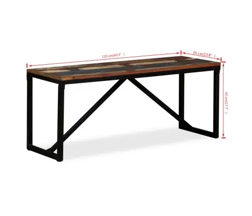 Taaskasutatud Puidust Pink 110 X 35 X 45 Cm