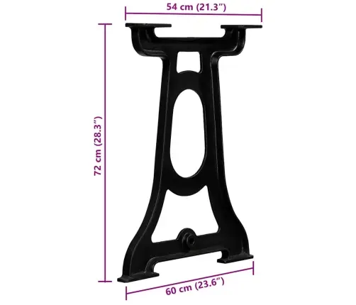 Virtuves Galda Kājas, 2 Gab., Y Forma, Čuguns Vidaxl
