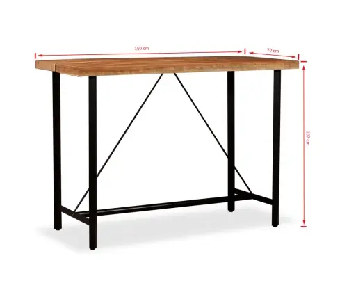 Baro Stalas, Akacijos Mediena, 150X70X107 Cm