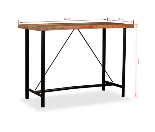 Bāra Galds, 150X70X107 Cm, Pārstrādāts Masīvkoks Vidaxl
