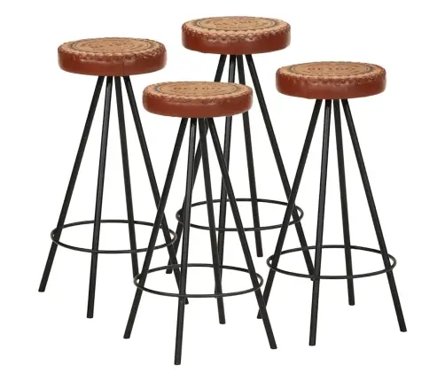 Bāra Krēsli, 4 Gab., Dabīgā Āda Vidaxl