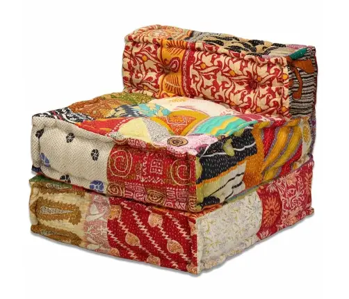 Trīsvietīgs Moduļu Pufs, Tekstilmozaīka, Audums Vidaxl