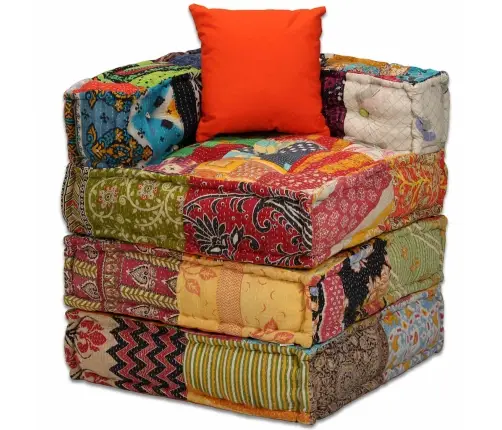 Četrvietīgs Moduļu Pufs, Tekstilmozaīka, Audums Vidaxl