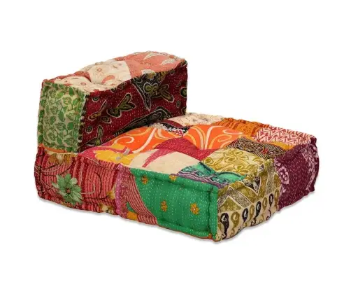 Četrvietīgs Moduļu Pufs, Tekstilmozaīka, Audums Vidaxl